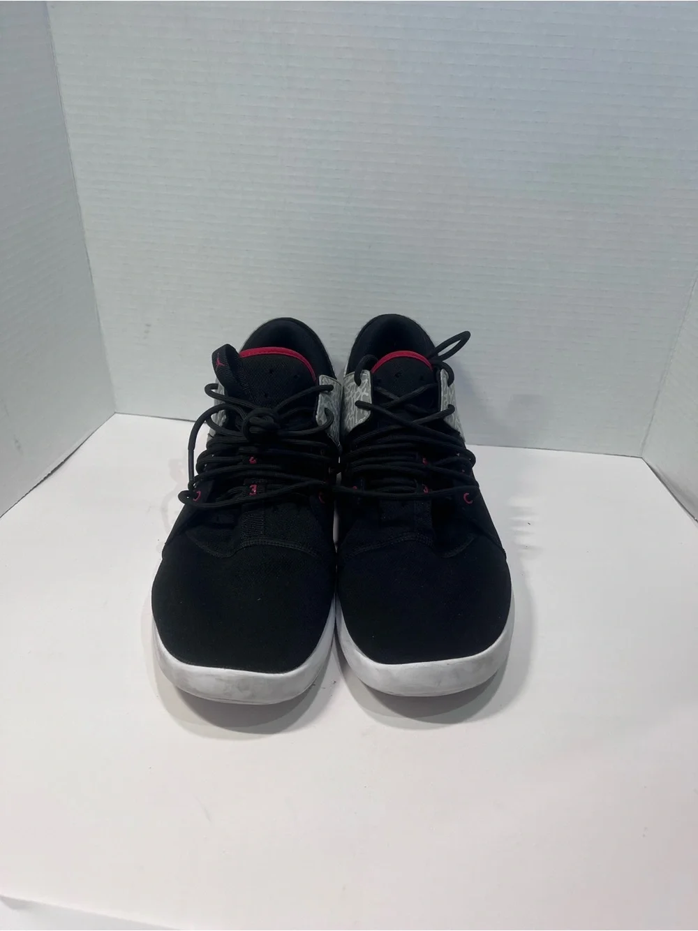Jordan Men's Black Sneakers with Grey and Red Accents